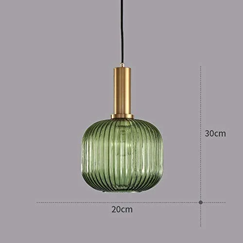 MZStech Lampe suspendue moderne, suspension en verre vert avec douille de suspension en cuivre doré
