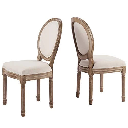 VONLUCE 2 Chaises Médaillon de Salle à Manger, Chaises Rembourrées en Tissu Lot de 2 avec Dossier Rond et Pieds, Chaises de Style Vintage pour Salon Chambre à Coucher