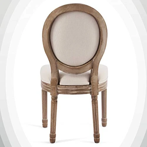 VONLUCE 2 Chaises Médaillon de Salle à Manger, Chaises Rembourrées en Tissu Lot de 2 avec Dossier Rond et Pieds, Chaises de Style Vintage pour Salon Chambre à Coucher