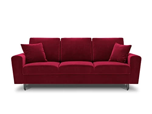 MICADONI - Canapé Convertible Moghan - 3 Places - Velours - Rouge