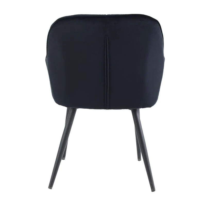 Colenis - Iris chaises de Salle à Manger - Lot de 4 - Noir - rembourrées en Velours avec accoudoirs et Pieds en métal - pour Salon - réception - Bureau - Velours
