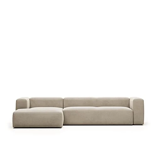 Kave Home - Canapé Blok 4 Places méridienne Gauche Beige 330 cm