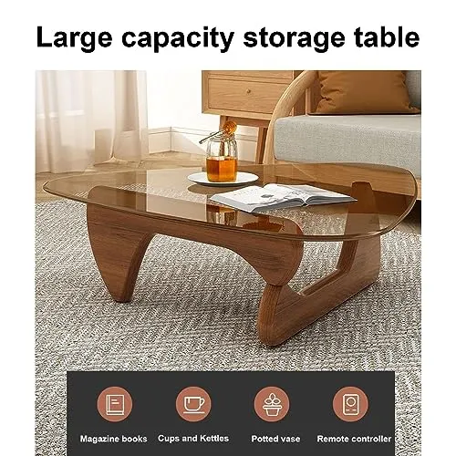 LOGAUT Table Basse en Verre Triangulaire, Table Basse Noguchi Moderne, Table Basse Moderne du Milieu du Siècle, Petite Table Basse en Verre, pour Salon, Patio