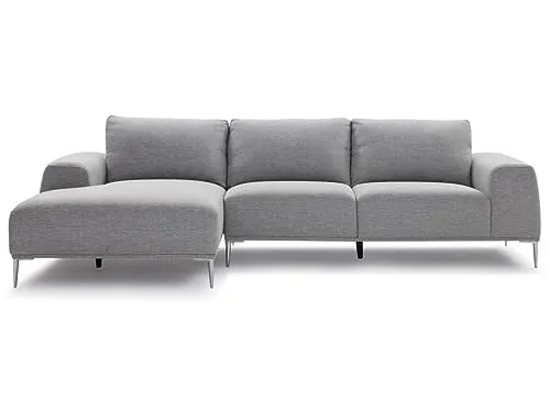 Vente-unique - Canapé d'angle Gauche en Tissu et en Lin Gris Clair BRUNILDA