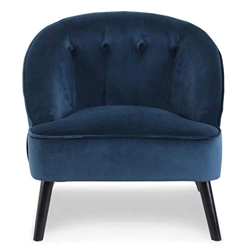 Paris Prix - Fauteuil Scandinave Velours flam 76cm Bleu