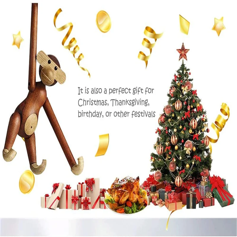 N / B Décoration de la Maison de Singe en Teck, Singe Suspendu en Bois, Statue d'animal Danois, Cadeau d'anniversaire Artisanal pour la Maison, Le Bureau, la décoration Murale