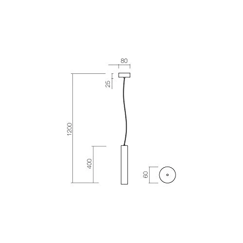 Lampe à suspension cylindrique GU10 de plafond H40 en métal laqué noir (noir, hauteur 40 cm)