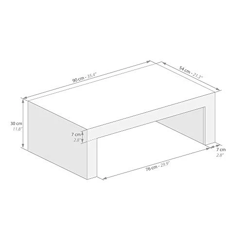Mobili Fiver, Table Basse, First H30, Béton, 90 x 54 x 30 cm Mélaminé, Made in Italy