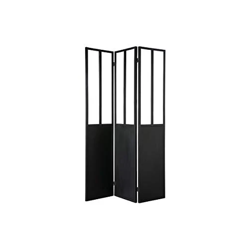 Miliboo Verrière Atelier Industrielle en métal Noir et Verre 3 vantaux Rack