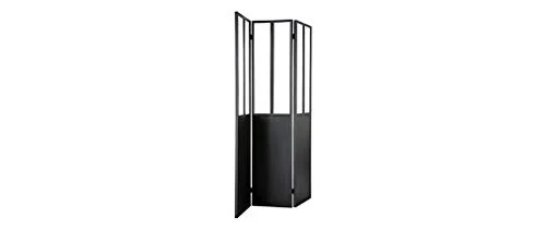 Miliboo Verrière Atelier Industrielle en métal Noir et Verre 3 vantaux Rack