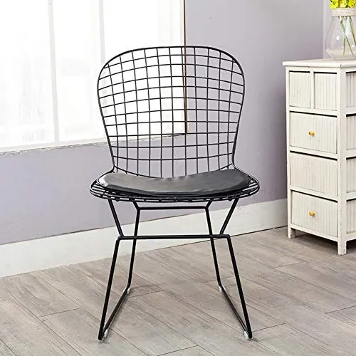 Chaise Nordique ajourée Chaise en Treillis métallique Dossier en Fer forgé créatif Chaise Simple Coiffeuse Banquet Occasionnel dinant la Chaise hôtel Salle à Manger (Color : Black)