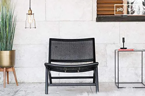 pib Fauteuil en cannage Black Thisted - Bois Massif, Association Facile, Esthétique intemporelle | Un Fauteuil en cannage à l'allure Sobre et distinguée - Noir foncé (L65 x H68 x P74 cm)
