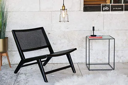 pib Fauteuil en cannage Black Thisted - Bois Massif, Association Facile, Esthétique intemporelle | Un Fauteuil en cannage à l'allure Sobre et distinguée - Noir foncé (L65 x H68 x P74 cm)