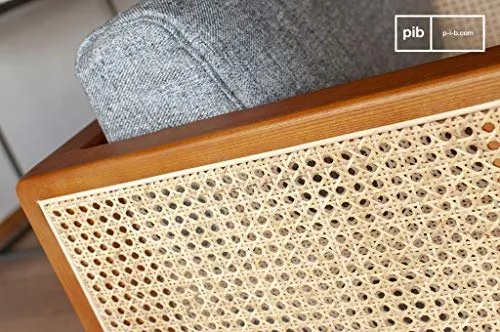 pib Fauteuil en Bois et cannage starheim - Bois Massif, Grand Confort d'assise, Association Facile, Finition Vernie | Un Fauteuil atypique au Magnifique cannage - Brun Noisette (L85 x H79 x P83 cm)