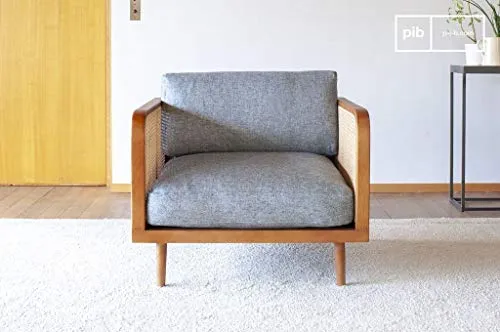 pib Fauteuil en Bois et cannage starheim - Bois Massif, Grand Confort d'assise, Association Facile, Finition Vernie | Un Fauteuil atypique au Magnifique cannage - Brun Noisette (L85 x H79 x P83 cm)