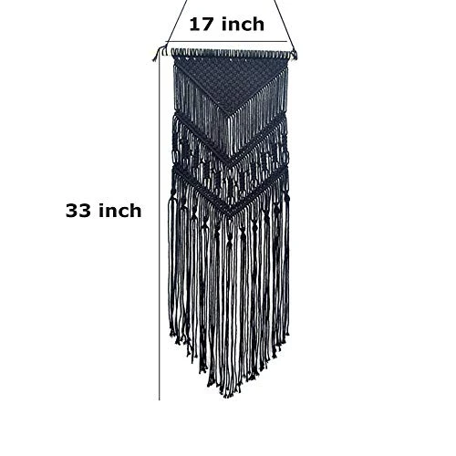 shangji Tenture Murale en macramé, décoration Murale tissée Boho Chic, Art Mural Tapisserie Noir et Blanc pour Appartement, décoration de dortoir (Noir x 1)
