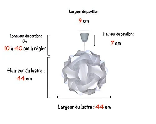 CREATIV LAMP - Suspension Luminaire - Lustre Chambre Prêt à Être Branché | Abat-Jour à Suspendre au Plafond| | Pour Décoration Salon, Chambre Enfants, Ado, Adultes - Ø44 cm - Mix Bleu Turquoise