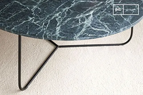 pib Table Basse scandinave Vertü en marbre Vert - Association Facile, Matériaux Nobles | Une Table Basse au Luxe Intemporel Entre marbre Vert et métal Mat - Noir foncé (L80 x H33 x P80 cm)