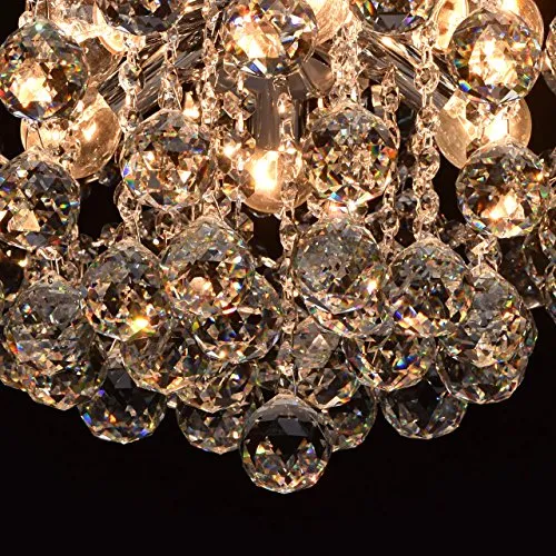 MW-Light 232017506 Lustre Magnifique Design Baroque en Métal couleur Chrome Brillant décoré de Pampilles Boules en Cristal pour Salon Salle de Séjour Chambre 6x60W E14