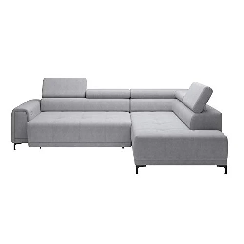 VOLTA L Canapé d'angle moderne avec réglage de la profondeur de l'assise électrique, fonction détente, en similicuir/tissu, face à la droite
