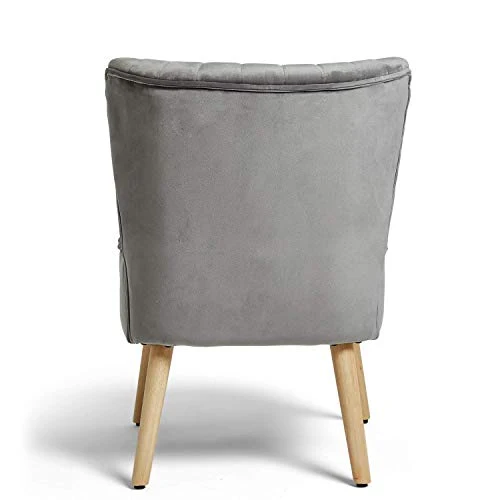 OMNIPRO Fauteuil en Velours,Pieds en Bois,57 x 68 x76cm,pour Petit Appartement, Salon, Chambre,Gris