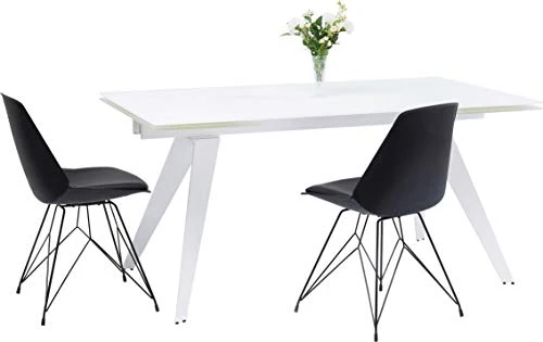 Kare Salle, Table à Manger, Verre, Blanc, 160 40 x90cm