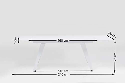 Kare Salle, Table à Manger, Verre, Blanc, 160 40 x90cm