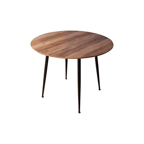 ZONS BLACKUS Table à Manger Ronde Pieds Métal, Bois et Noir,