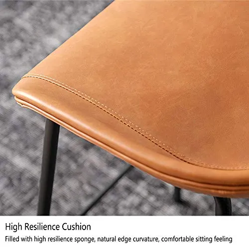 FIONAT Tabouret de Bar 65Cm Faux Cuir Tabourets de Bar Cadre en Métal avec Repose-Pieds Et Dossier Sièges Confortables Modernes, Comptoir de Bar À La Maison Détendu, Jaune