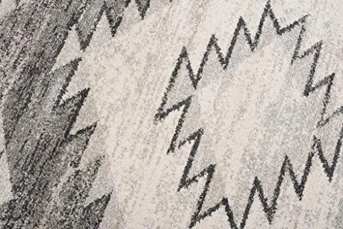 Tapiso Ethno Tapis Salon Chambre Jeunes Crème Gris Motif Ethnique Aztèque Géométrique Zigzags Moucheté Doux 300 x 400 cm