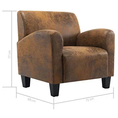Festnight Chaise Fauteuil Bureau Fauteuil de Salon Similicuir Daim Marron