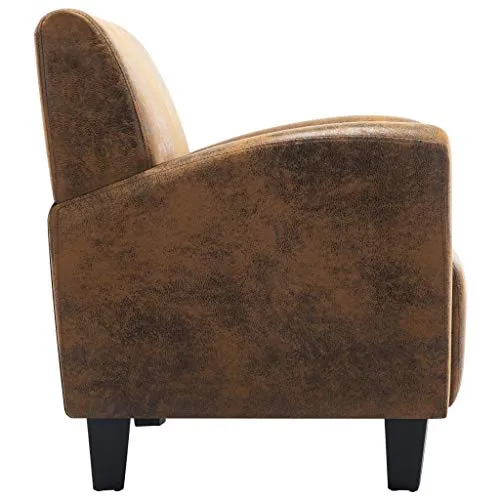 Festnight Chaise Fauteuil Bureau Fauteuil de Salon Similicuir Daim Marron