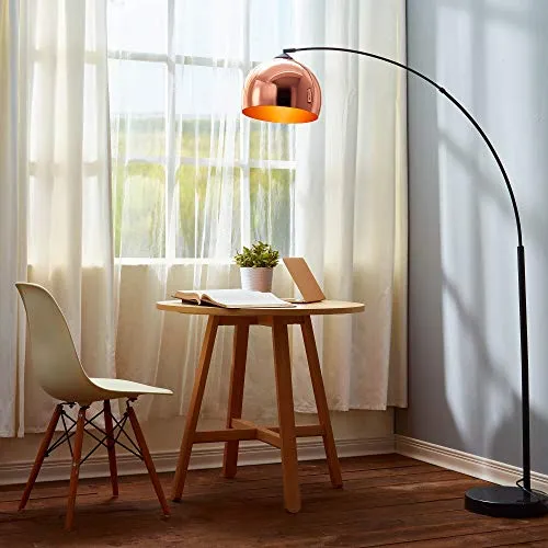 Versanora Lampadaire Arquer arc lampe de sol abat jour rose doré marbre noir VN-L00011-EU