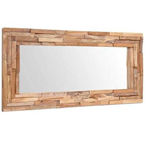 vidaXL Teck Miroir Décoratif Miroir Mural Miroir de Douche Miroir de Salon Salle de Séjour Chambre à Coucher Maison Intérieur 120x60 cm Rectangulaire