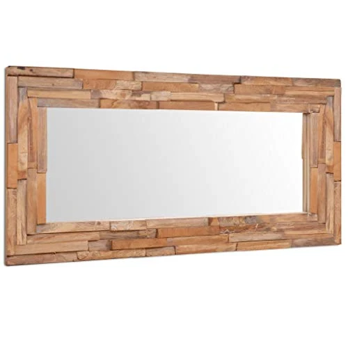 vidaXL Teck Miroir Décoratif Miroir Mural Miroir de Douche Miroir de Salon Salle de Séjour Chambre à Coucher Maison Intérieur 120x60 cm Rectangulaire