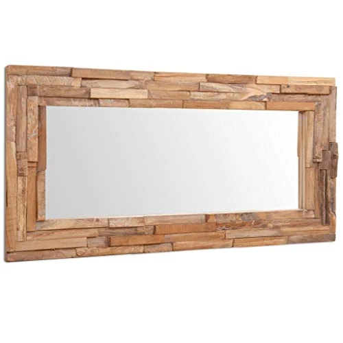 vidaXL Teck Miroir Décoratif Miroir Mural Miroir de Douche Miroir de Salon Salle de Séjour Chambre à Coucher Maison Intérieur 120x60 cm Rectangulaire