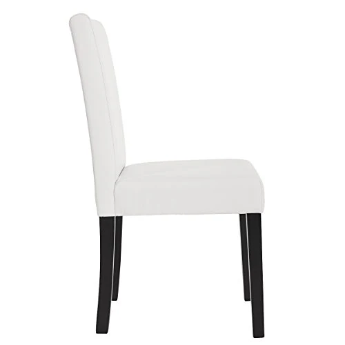 Mendler Lot de 2 chaises de séjour Littau, Simili-Cuir, Blanc Mat, Pieds foncés
