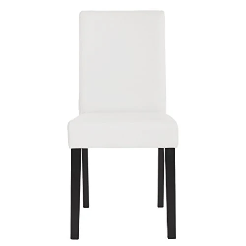 Mendler Lot de 2 chaises de séjour Littau, Simili-Cuir, Blanc Mat, Pieds foncés