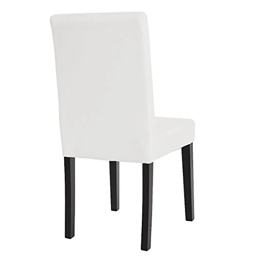 Mendler Lot de 2 chaises de séjour Littau, Simili-Cuir, Blanc Mat, Pieds foncés