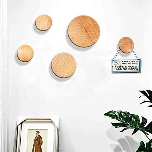JUUSFJI Patère murale en bois à 5 points pour la maison