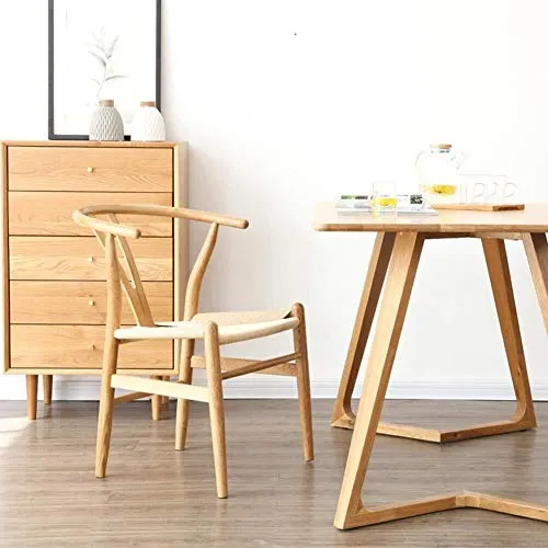 ZHANGZZ Chaises de salle à manger, Articles ménagers Chaises en bois, Chaise Nordic Bois Casual Chaise Y Corde Wishbone Chaise Tressé Net Red Milk Tea Shop Cafe Restaurant Chaise en bois massif Chaise
