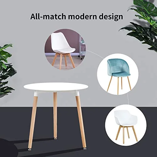 H.J WeDoo Ronde Table de Salle à Manger scandinave Moderne Style rétro Blanche