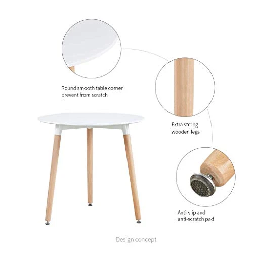 H.J WeDoo Ronde Table de Salle à Manger scandinave Moderne Style rétro Blanche