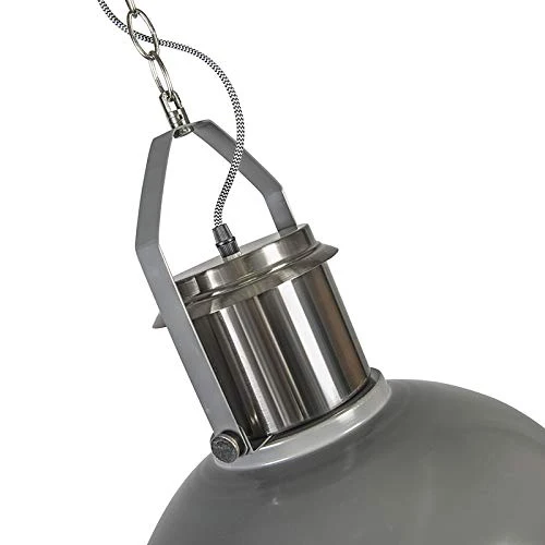 QAZQA Industriel Lampe à Suspension/Lustre/Luminaire/Lumiere/Éclairage industrielle gris - Industriel 37 Acier Gris,Acier Rond E27 Max. 1 x 40 Watt/intérieur/Salon/Cuisine