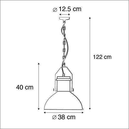 QAZQA Industriel Lampe à Suspension/Lustre/Luminaire/Lumiere/Éclairage industrielle gris - Industriel 37 Acier Gris,Acier Rond E27 Max. 1 x 40 Watt/intérieur/Salon/Cuisine