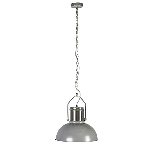 QAZQA Industriel Lampe à Suspension/Lustre/Luminaire/Lumiere/Éclairage industrielle gris - Industriel 37 Acier Gris,Acier Rond E27 Max. 1 x 40 Watt/intérieur/Salon/Cuisine