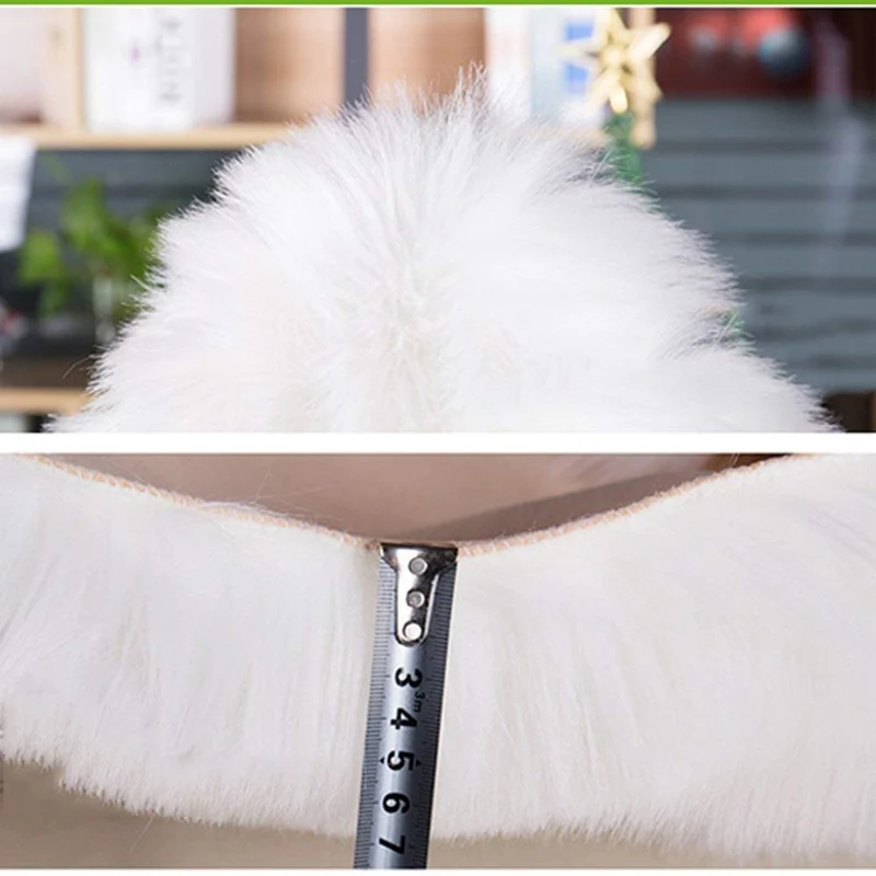 Faux Peau de Mouton en Laine Tapis 60 x 90 cm Imitation Toison Moquette Fluffy Soft Longhair Décoratif Coussin de Chaise Canapé Natte (Blanc, 60 x 90 cm)