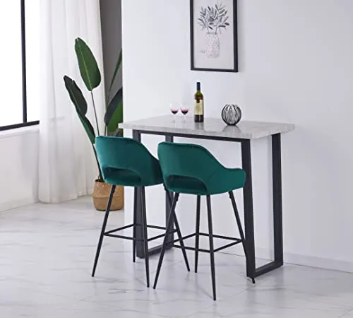 JaHECOME Lot de 2 Tabourets de Bar avec Dossier, Accoudoirs et Repose-Pieds,Chaises de Bar Roubourés, Pieds en Métal Chaises pour Salon, Bistrots (2, Vert)
