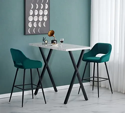 JaHECOME Lot de 2 Tabourets de Bar avec Dossier, Accoudoirs et Repose-Pieds,Chaises de Bar Roubourés, Pieds en Métal Chaises pour Salon, Bistrots (2, Vert)