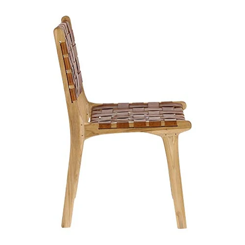 Kave Home - Chaise Calixta en Cuir et Bois de Teck Massif